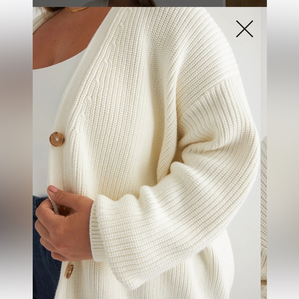 Quince 100% Organic Cotton Oversized Boyfriend Cardigan S - Picture 3 of 7